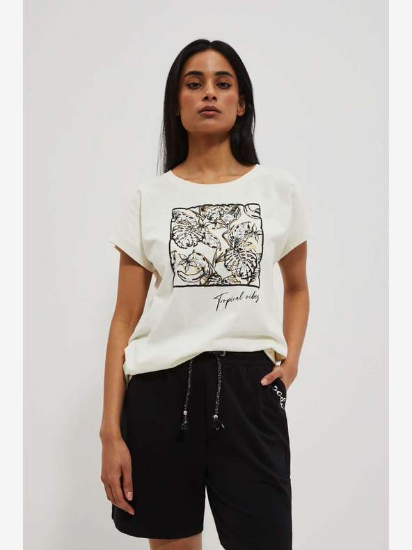 Moodo Bela potiskana majica Moodo