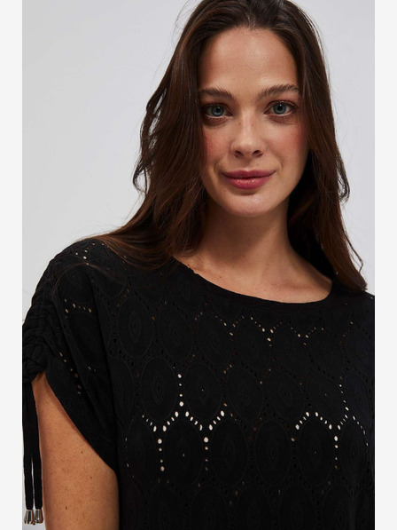 Moodo Črna ženska majica z odprtinami Moodo