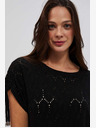 Moodo Črna ženska majica z odprtinami Moodo