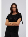 Moodo Črna ženska majica z odprtinami Moodo