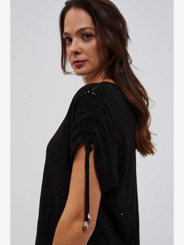 Moodo Črna ženska majica z odprtinami Moodo