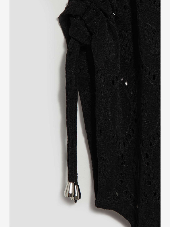 Moodo Črna ženska majica z odprtinami Moodo