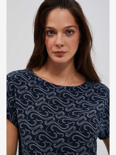 Moodo Temno modra vzorčasta majica Moodo