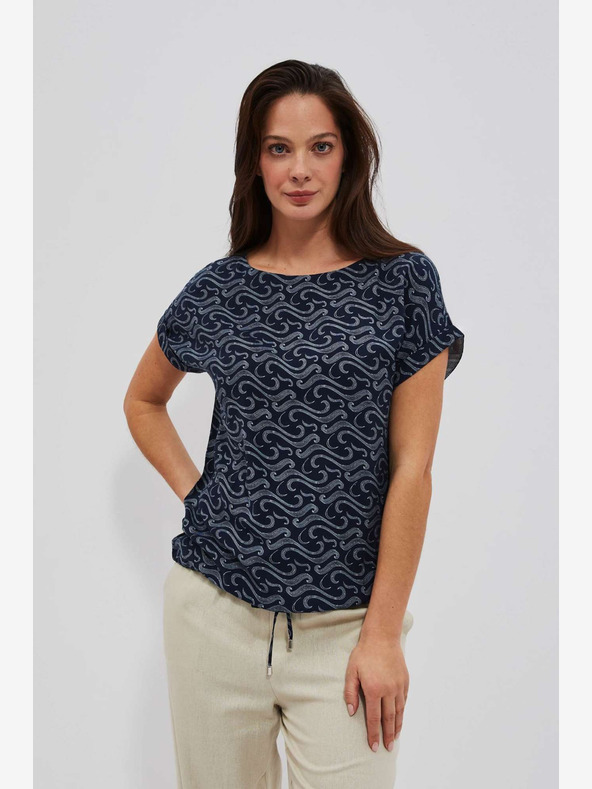 Moodo Temno modra vzorčasta majica Moodo