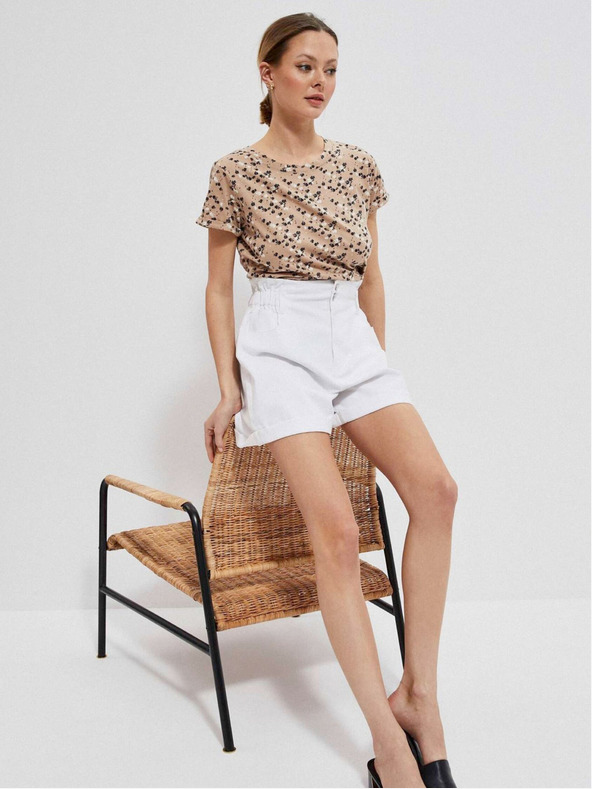 Moodo Bež ženska vzorčasta majica Moodo