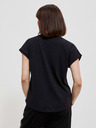Moodo Črna ženska majica s sijajnim potiskom Moodo