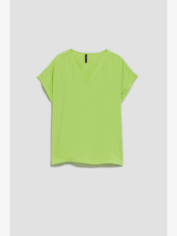 Moodo Zelena majica z V-izrezom Moodo