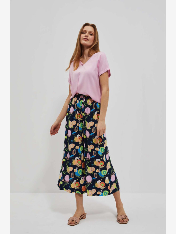 Moodo Roza majica z izrezom v obliki črke V Moodo