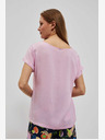 Moodo Roza majica z izrezom v obliki črke V Moodo