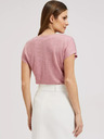 Moodo Roza majica z izrezom v obliki črke V Moodo