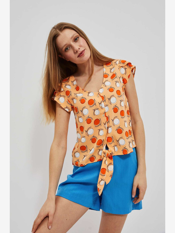 Moodo Oranžna vzorčasta majica Moodo