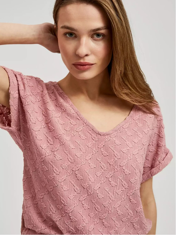 Moodo Roza vzorčasta majica s kratkimi rokavi Moodo