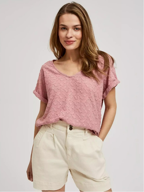 Moodo Roza vzorčasta majica s kratkimi rokavi Moodo