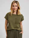 Moodo Zelena majica z žepom in kratkimi rokavi Moodo