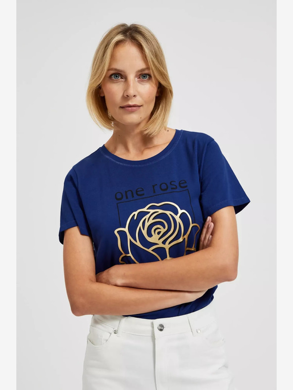 Moodo Temno modra majica s potiskom Moodo