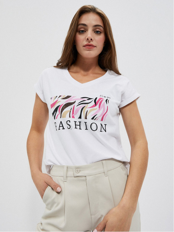Moodo Bela ženska majica s potiskom Moodo