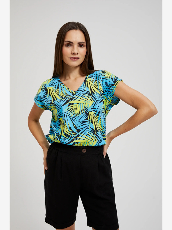 Moodo Turkizna majica z vzorcem Moodo