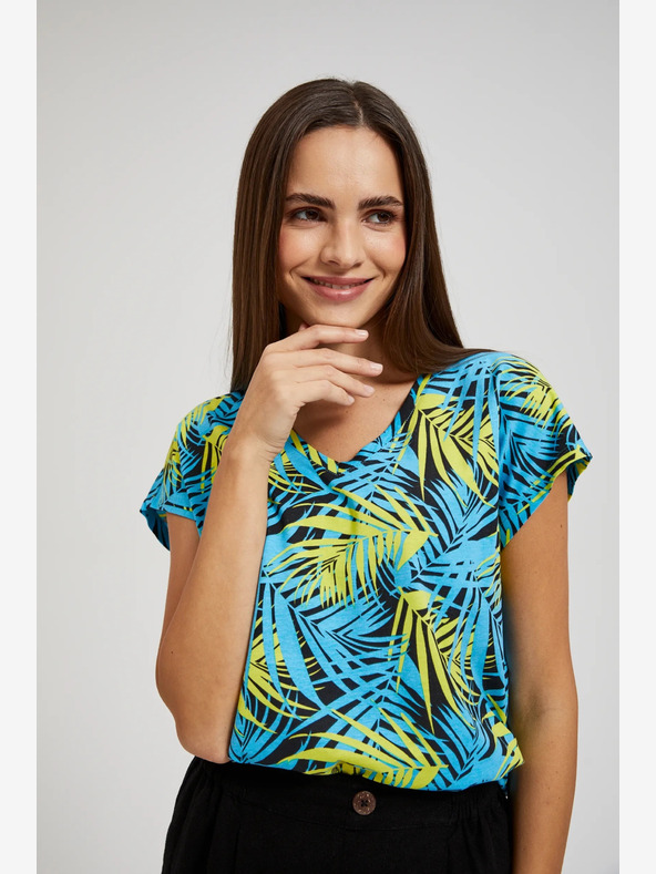 Moodo Turkizna majica z vzorcem Moodo