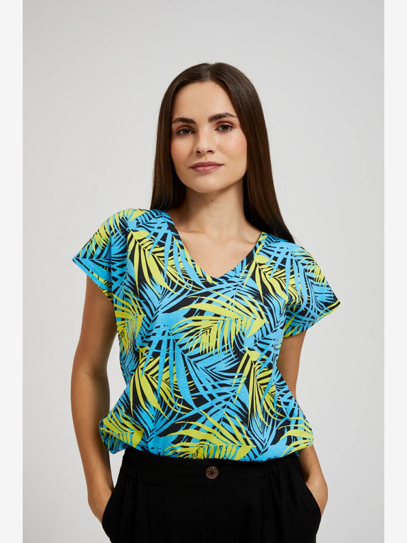 Moodo Turkizna majica z vzorcem Moodo