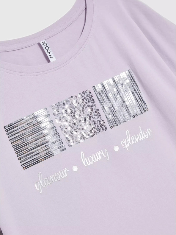 Moodo Svetlo vijolična majica z bleščicami Moodo