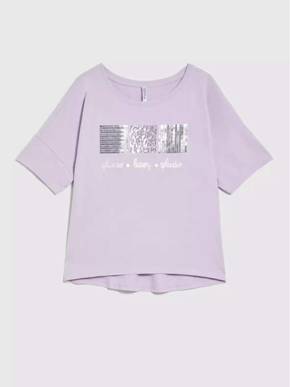 Moodo Svetlo vijolična majica z bleščicami Moodo