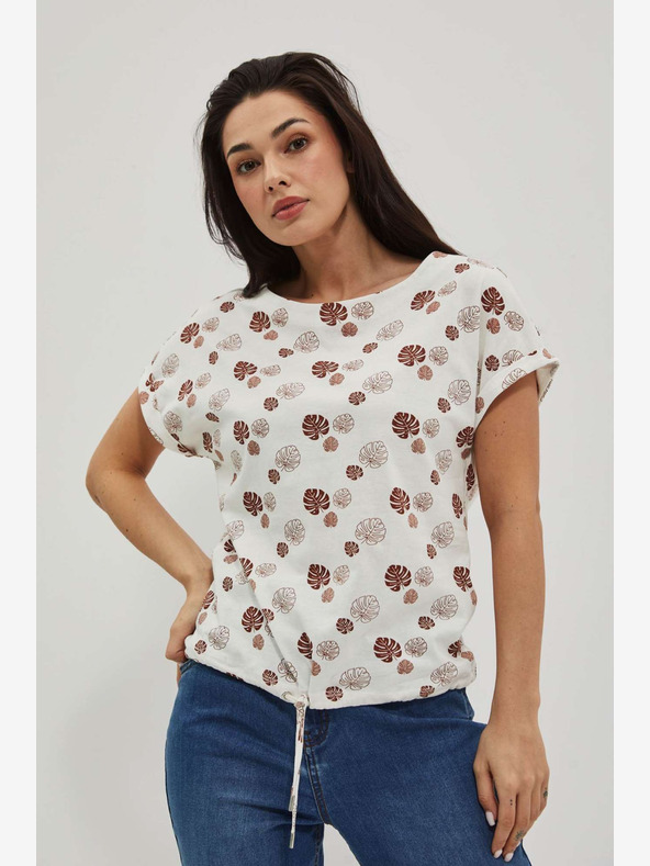 Moodo Bela vzorčasta majica Moodo