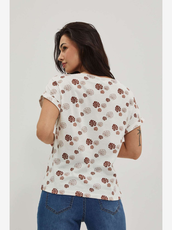 Moodo Bela vzorčasta majica Moodo