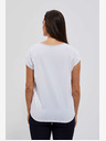 Moodo Bela ženska majica z V-izrezom in čipko Moodo