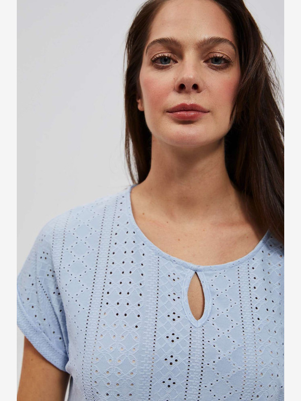 Moodo Moodo svetlo modra ažurasta majica