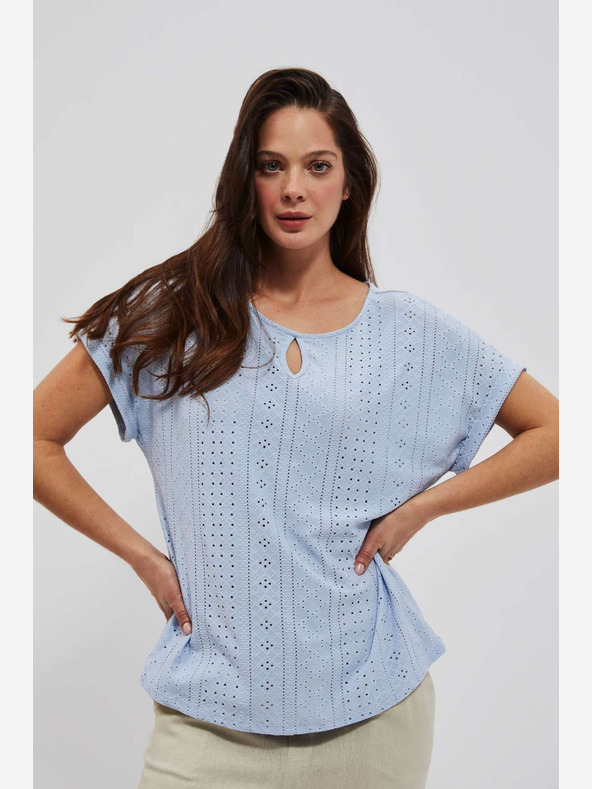 Moodo Moodo svetlo modra ažurasta majica
