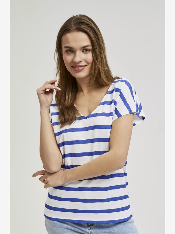Moodo Modra črtasta majica Moodo