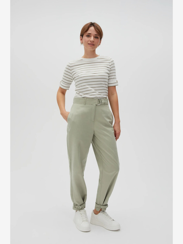 Moodo Zeleno-bela črtasta ženska srajca Moodo