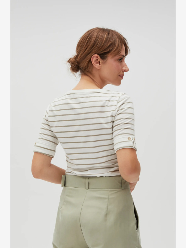 Moodo Zeleno-bela črtasta ženska srajca Moodo