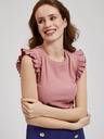 Moodo Stara roza srajca z volančki na ramenih Moodo