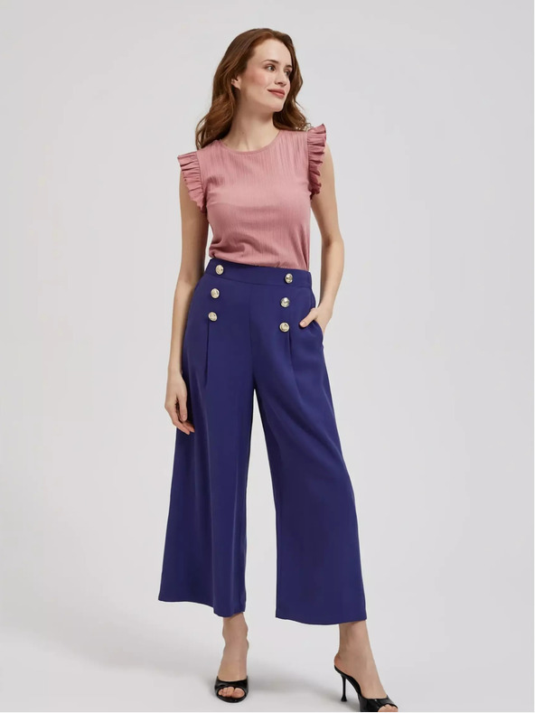 Moodo Stara roza srajca z volančki na ramenih Moodo