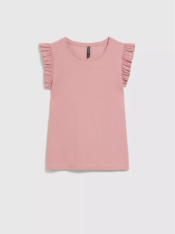 Moodo Stara roza srajca z volančki na ramenih Moodo