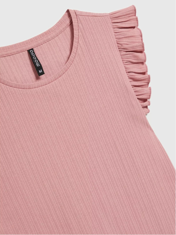 Moodo Stara roza srajca z volančki na ramenih Moodo