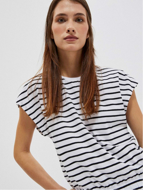 Moodo Modro-bela črtasta ženska majica Moodo