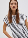 Moodo Modro-bela črtasta ženska majica Moodo