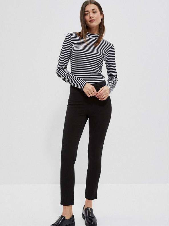 Moodo Bela in črna črtasta ženska majica Moodo