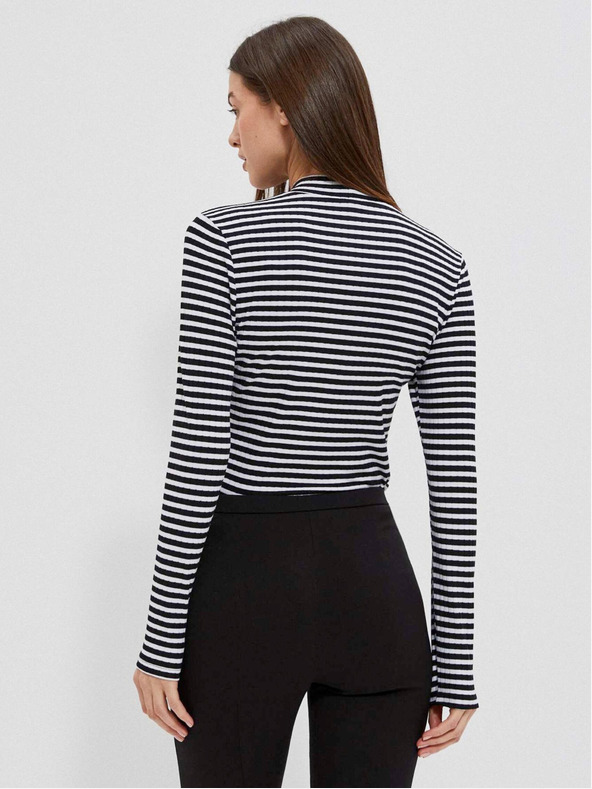 Moodo Bela in črna črtasta ženska majica Moodo