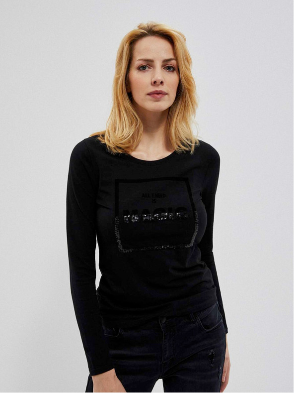 Moodo Črna ženska bluza z napisom Moodo