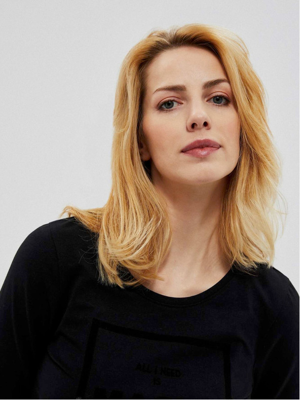 Moodo Črna ženska bluza z napisom Moodo