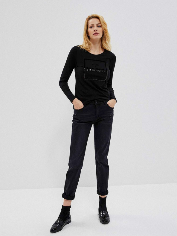 Moodo Črna ženska bluza z napisom Moodo