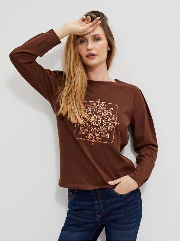 Moodo Bluza z dolgimi rokavi in kovinskim potiskom