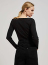 Moodo Črna ženska rebrasta srajca z gumbi Moodo