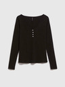 Moodo Črna ženska rebrasta srajca z gumbi Moodo