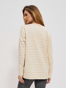 Moodo Bela in bež ženska črtasta majica Moodo