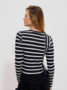 Moodo Bela in črna črtasta ženska majica Moodo