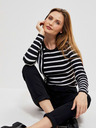 Moodo Bela in črna črtasta ženska majica Moodo